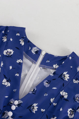 Puff Sleeve Floral Midi Dress