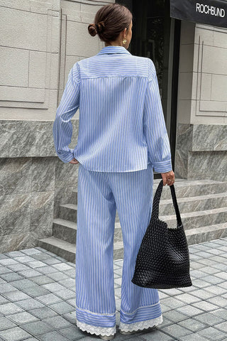 Striped Button-Down Pants Set