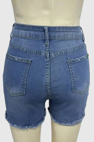 Frayed Hem Denim Shorts