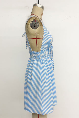 Striped Tie-Front Casual Dress