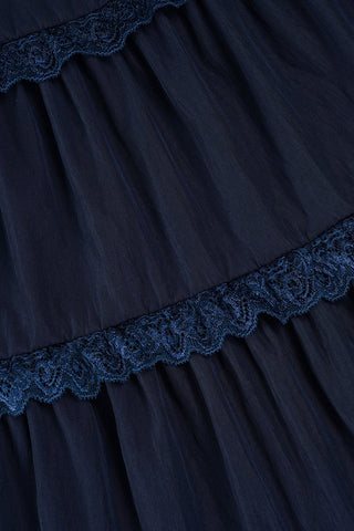 Tiered Lace Trim Casual Skirt