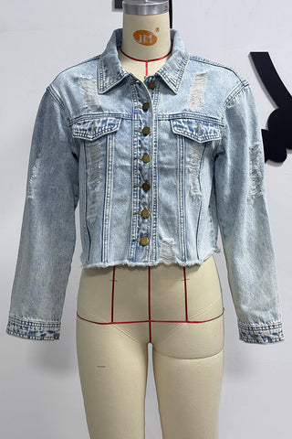 Distressed Casual Denim Jacket