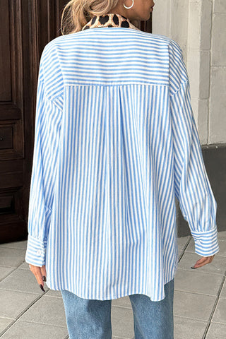 Mixed-Print Button-Up Blouse