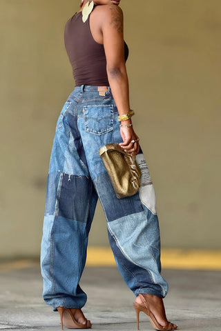 Patchwork Wide Leg Jeans