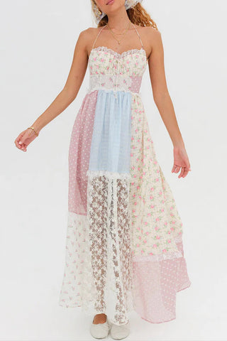 Halter Patchwork Maxi Dress