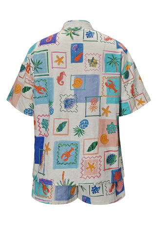 Tropical Print Relaxed Fit Shorts Set