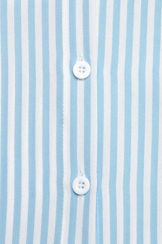 Striped Puff-Sleeve Midi Dress