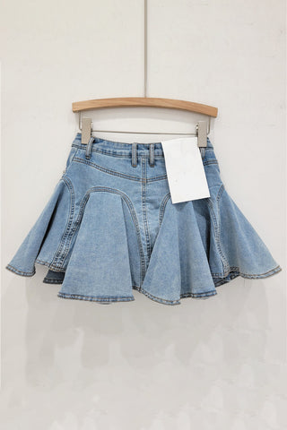 Flared Denim Mini Skirt
