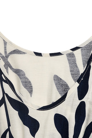 Leaf Print Sleeveless Casual Dress
