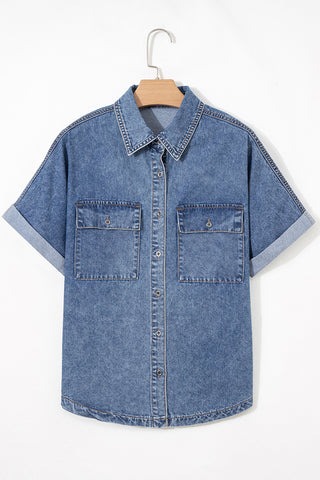 Button-Front Denim Shirt
