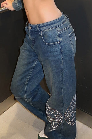 Embellished Straight-Leg Denim Jeans