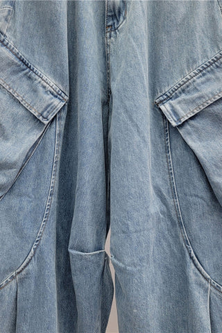 Cargo Wide Leg Denim Jeans