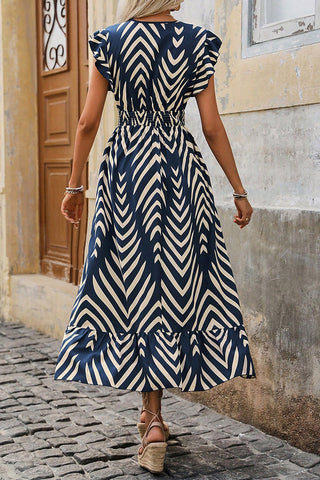 Striped Ruffle Hem Maxi Dress