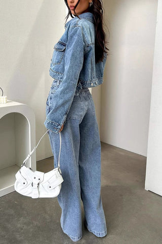 Casual Straight-Leg Patchwork Jeans