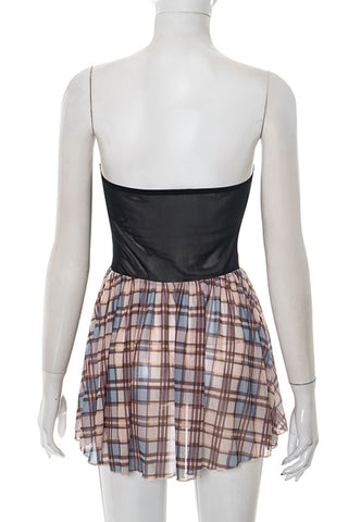 Plaid Cutout Casual Dress