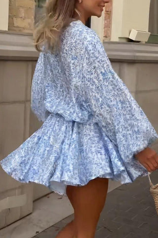 Floral Print Casual Dress with Waist Tie