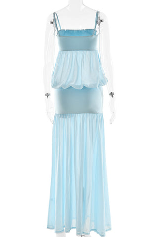 Layered Peplum Maxi Dress