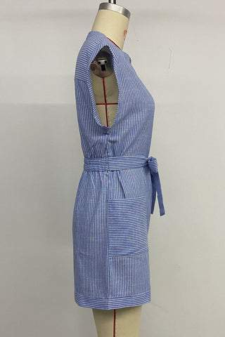 Button-Front Striped Romper