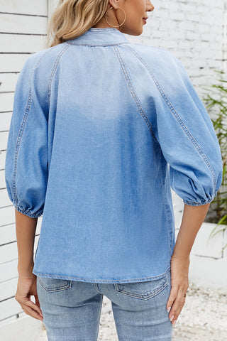 Stylish Bow-Tie Puff Sleeve Shirt