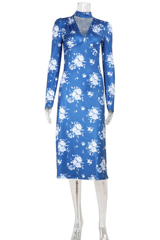 Floral Long Sleeve Midi Dress