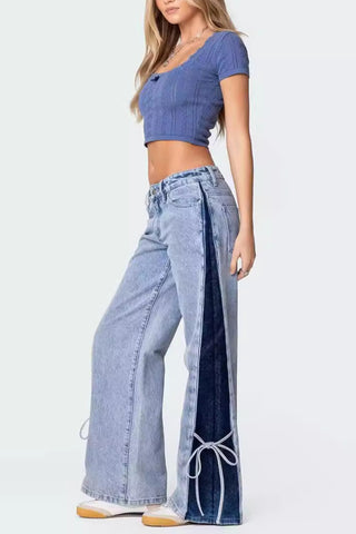 Wide-Leg Tie-Detail Jeans