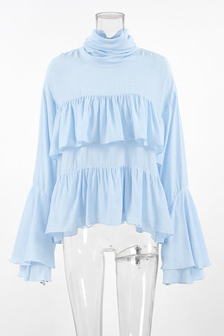Ruffled High-Neck Blouse