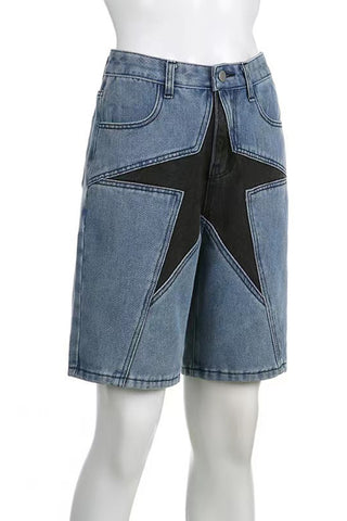 Star Detail Denim Shorts