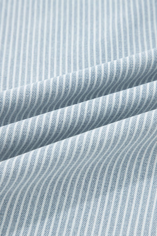 Stripe Button Pocket Wide Leg Jeans