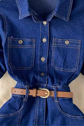 Button-Up Denim Midi Dress