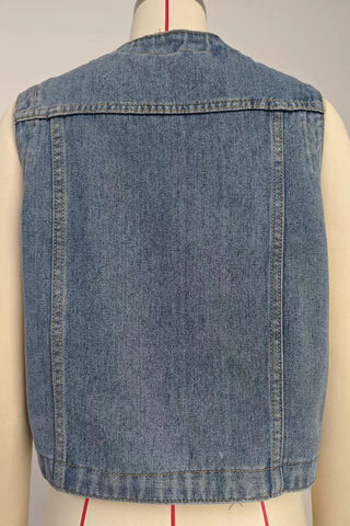 Button-Front Denim Vest