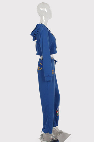 Skull Embroidered Casual Tracksuit Set