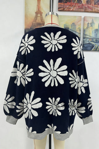 Floral Patterned Button-Front Cardigan