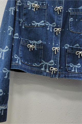 Bow-Accent Denim Jacket