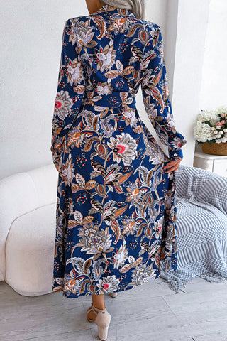 Patterned Shirt Dress with Waist Tie