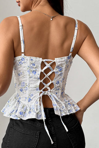Floral Print Bustier Peplum Tank