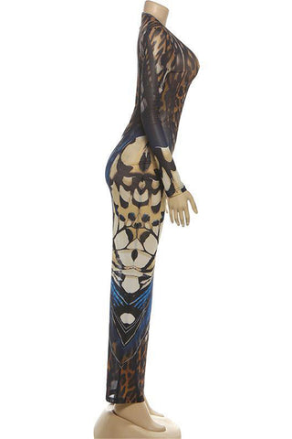 Chic Patterned Dress with Slit Detail