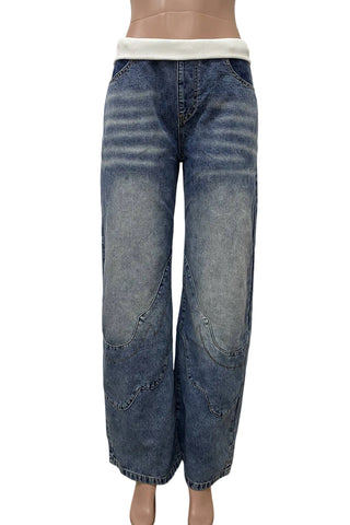 Relaxed Wide Leg Denim Jeans