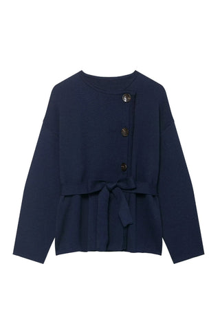Tie-Waist Button Cardigan