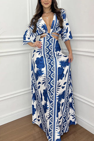 Geometric Pattern Maxi Dress