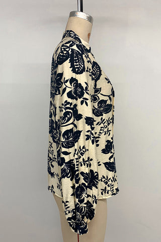 Floral Print Pleated Blouse