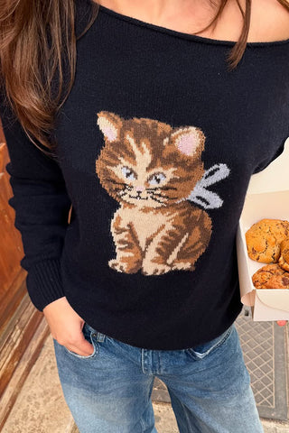 Off-Shoulder Animal Print Sweater