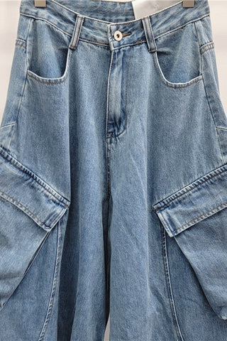 Cargo Wide Leg Denim Jeans