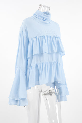 Ruffled High-Neck Blouse