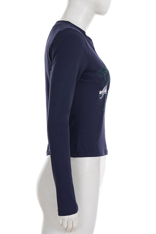 Button-Front Graphic Long-Sleeve Shirt