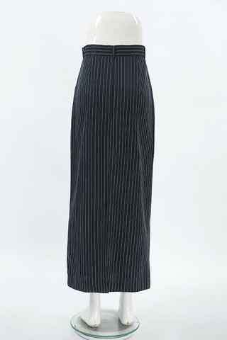 High-Waisted Pinstripe Maxi Skirt