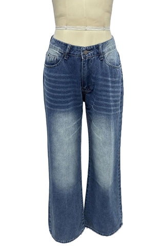Wide-Leg Casual Denim Pants