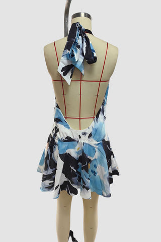 Halter Neck Flare Mini Dress