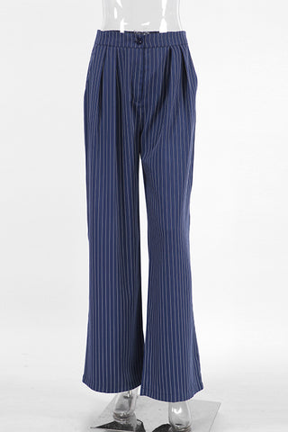 Pinstripe Wide-Leg Pants