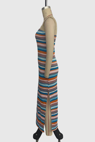 Striped Strapless Casual Dress
