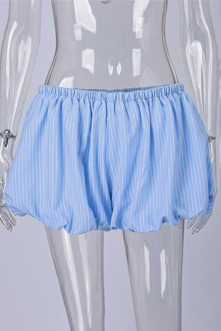 Striped Elastic Waist Casual Shorts